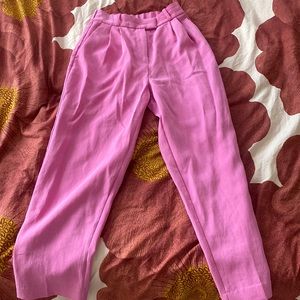 Women’s pink high-rise, straight leg, cropped trouser pants